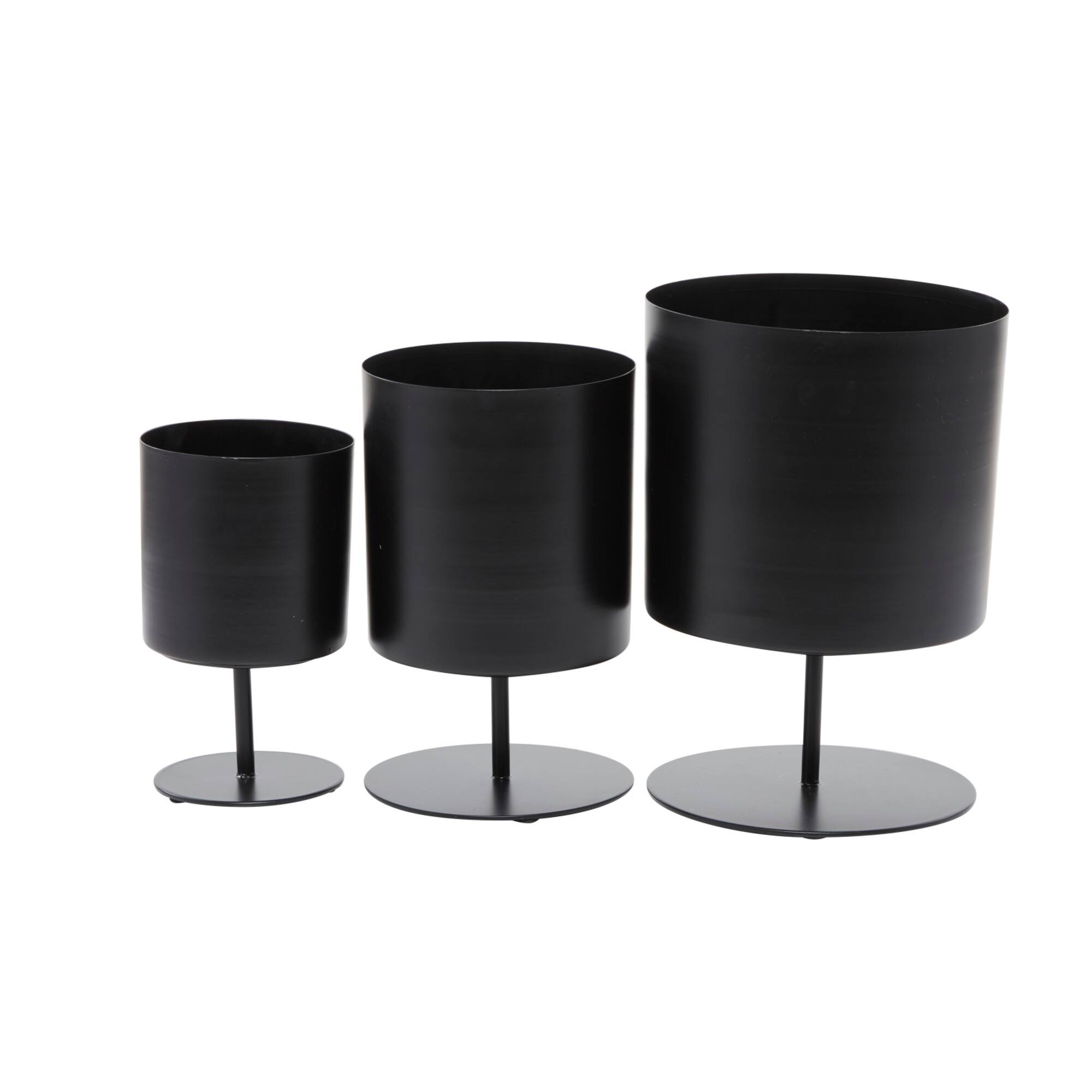 Black Modern Planter, Set of 3" 14", 12", 10"